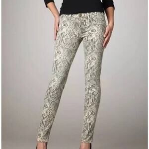 Current / Elliott gray & cream snakeskin print crop skinny jeans size 26